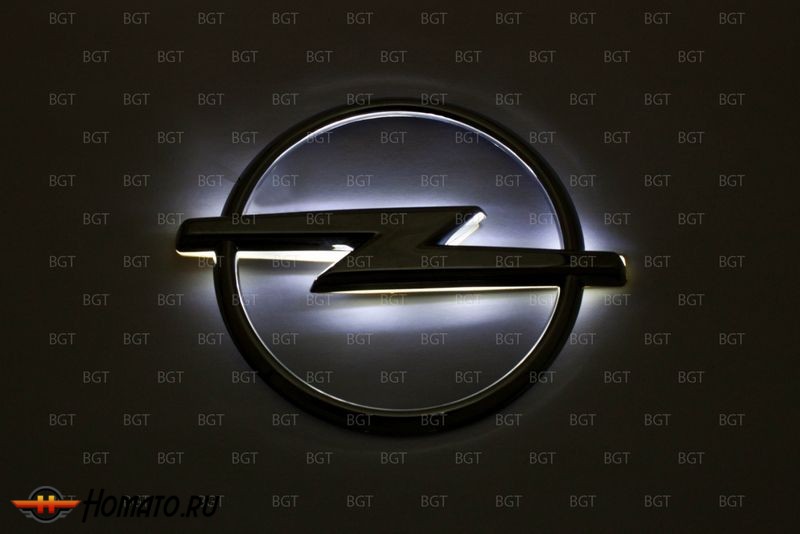 Эмблема со светодиодной подсветкой Opel белого цвета «98х119»