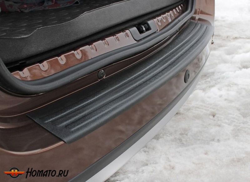 Накладка на задний бампер для Renault Duster 2010-2014 | шагрень | вариант 2