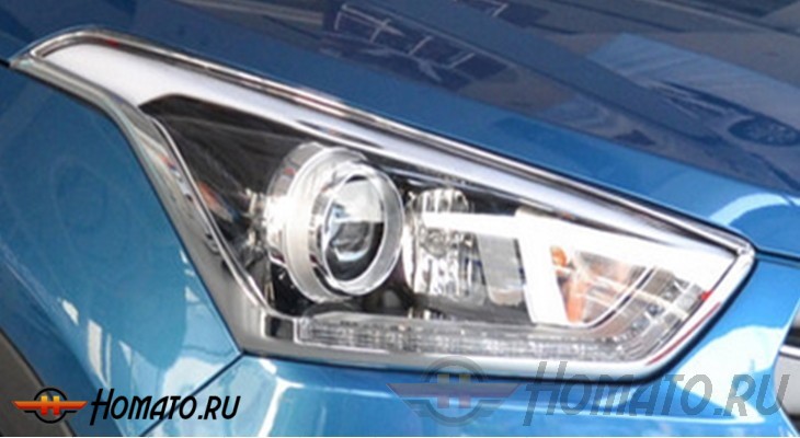 Хром накладки на передние фары для Hyundai Creta (ix25) 2015+