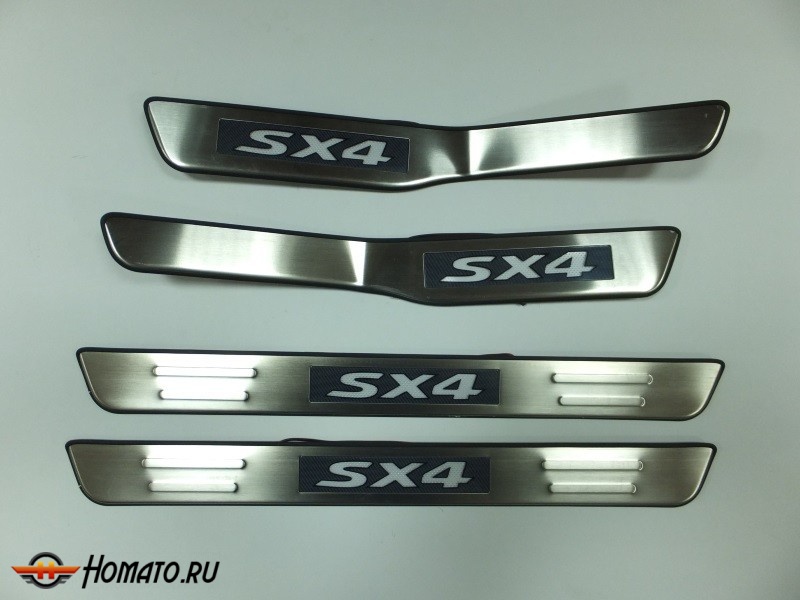 Накладки на дверные пороги с LED подстветкой, нерж. для SUZUKI SX4 Classic