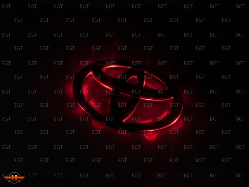Эмблема со светодиодной подсветкой Toyota красного белого цвета «168x114»