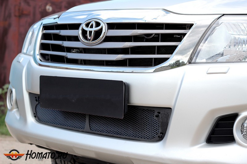 Защитная сетка переднего бампера для Toyota Hilux 2011-2015 | шагрень