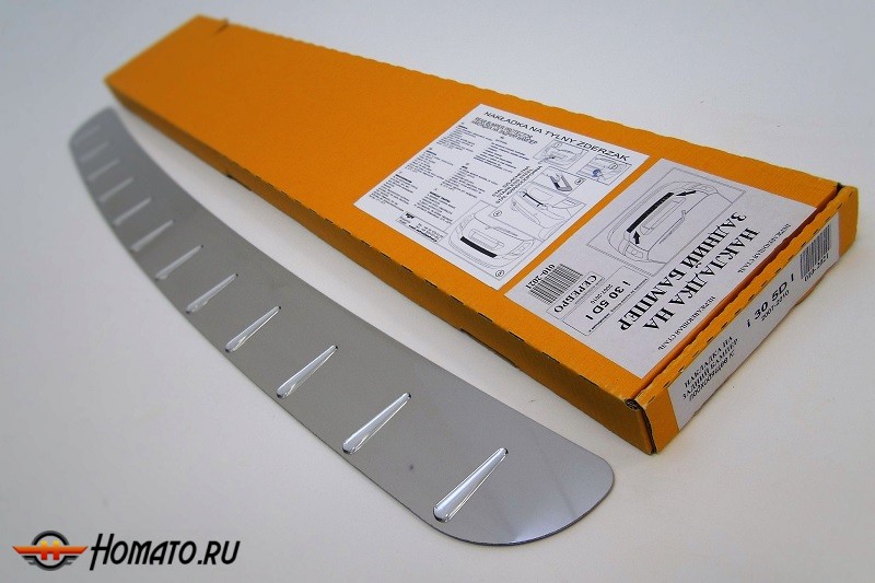 Накладка на задний бампер для Hyundai i30 5d (2007-2011) | нержавейка + силиконовые вставки, без загиба