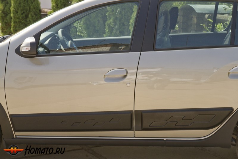 Молдинги на двери Renault Sandero 2014+/2018+ и Sandero Stepway 2014+/2018+ | глянец (под покраску)