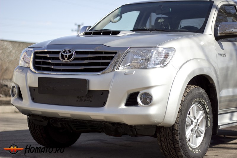 Зимняя заглушка решетки переднего бампера для Toyota Hilux 2011-2015 | шагрень