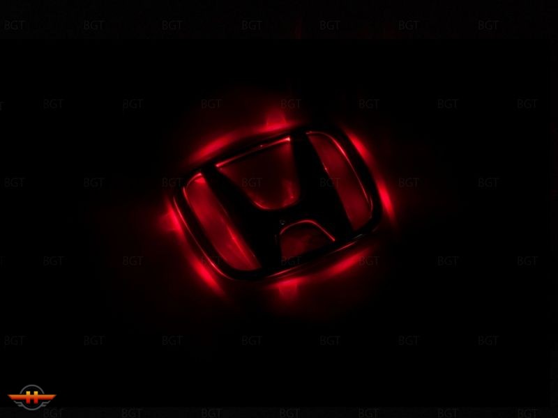 Эмблема со светодиодной подсветкой Honda красного и белого цвета «70x86»