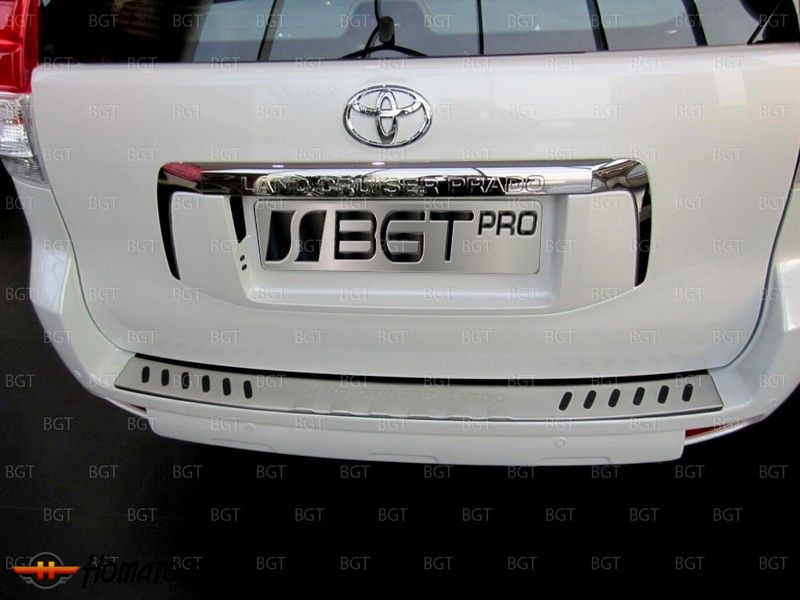 Накладка на задний бампер для Toyota Land Cruiser Prado 150 из нержавеющей стали с резиновыми вставками