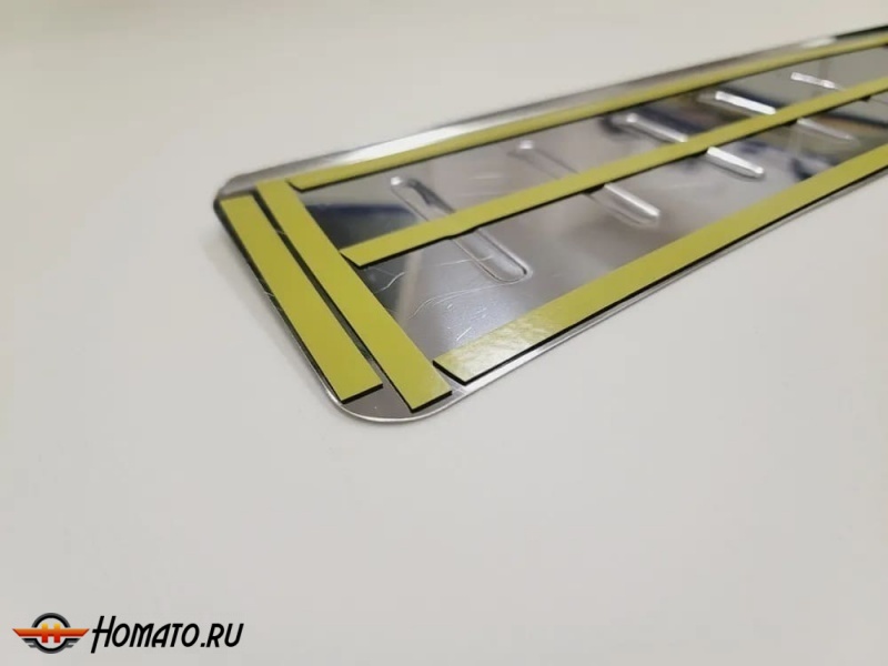 Накладка на задний бампер для Фольксваген Поло 6 2020+ лифтбек | зеркальная нержавейка