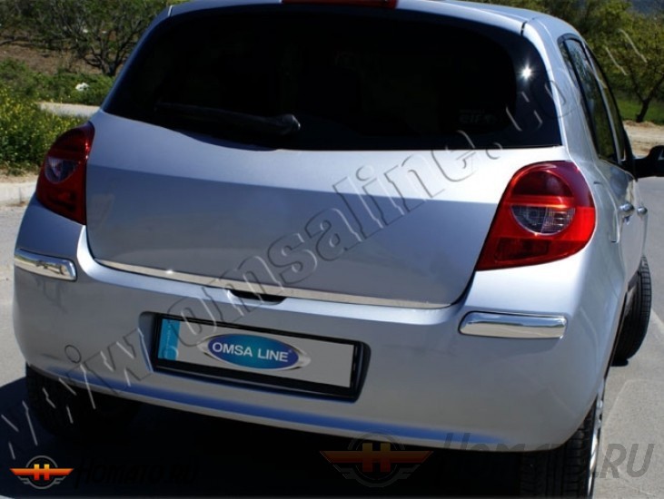 Накладка на нижнюю кромку крышки багажника для RENAULT Clio III 2005+/2009+ : нержавеющая сталь, 1 часть (HB 5D )