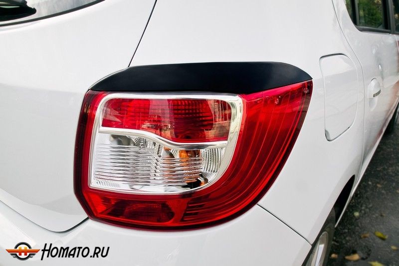 Накладки на задние фонари (реснички) для Renault Sandero 2014+/2018+ и Sandero Stepway 2014+/2018+ | глянец (под покраску)