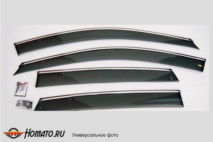 Дефлекторы боковых окон с хромированным молдингом, OEM Style «седан» для KIA RIO III «K2»