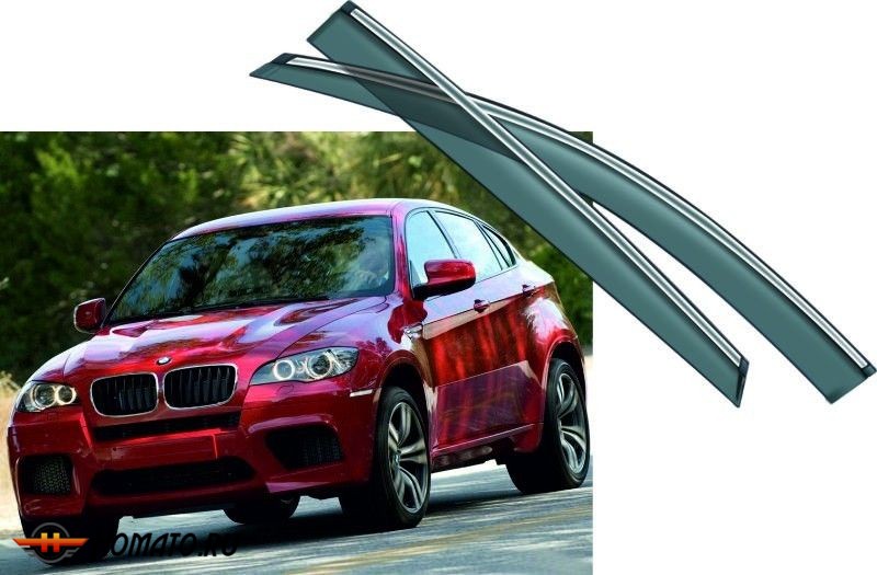 Дефлекторы боковых окон с хромированным молдингом, OEM Style для BMW X6