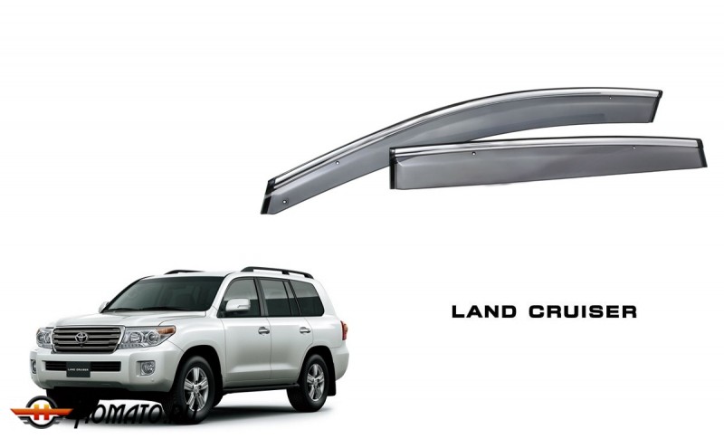 Дефлекторы окон для Toyota Land Cruiser 200 : OEM Type c молдингом из нержавеющей стали