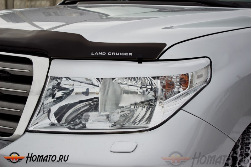Накладки на передние фары (реснички) для Toyota LC 200 2007-2011 | глянец (под покраску)