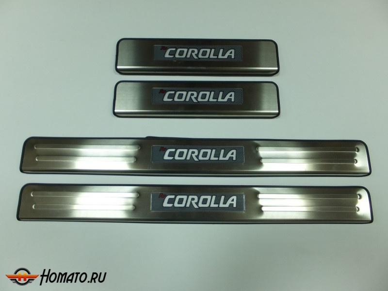 Накладки на дверные пороги с логотипом и LED подстветкой, нерж., OEM Stile для TOYOTA Corolla