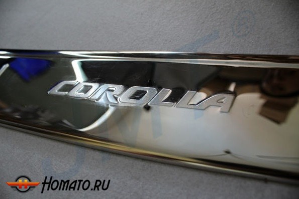 Накладка на задний бампер, нерж., с логотипом для TOYOTA Corolla 13+