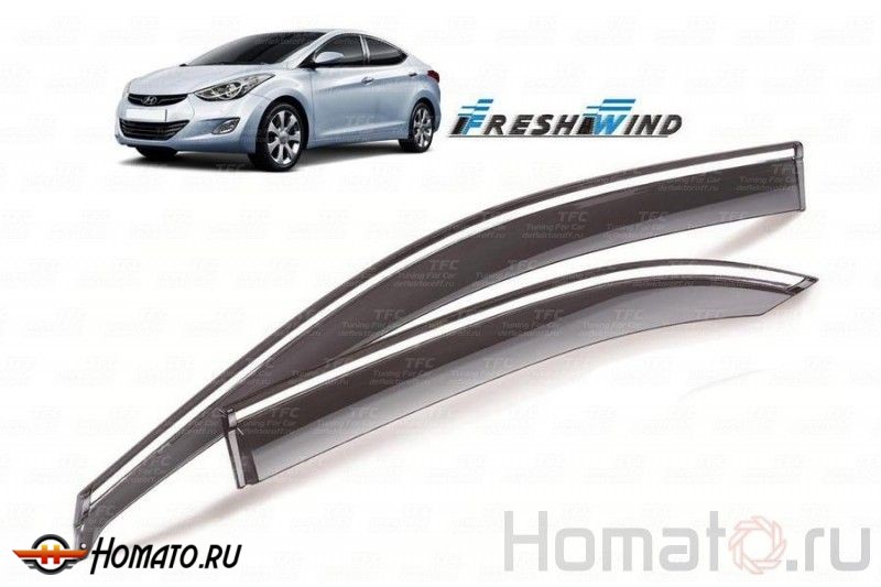 Дефлекторы окон Hyundai Elantra MD SD : STD с хром молдингом