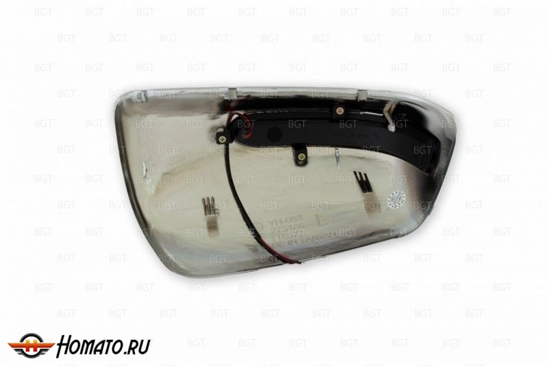 Хромированные крышки на зеркала для Mitsubishi Lancer X со светодиодными повторителями поворотов