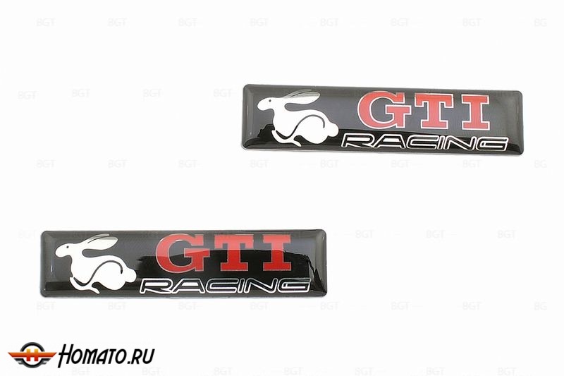 Шильд "GTI RACING" Универсальный, Самоклеящейся, Цвет: Черный, 2 шт. «60mm*14mm»