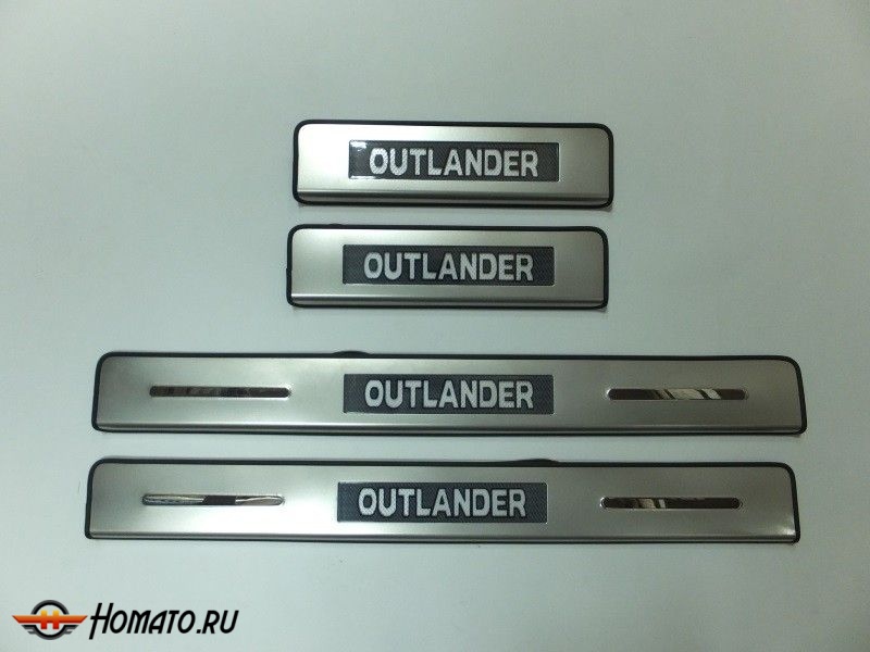 Накладки на дверные пороги с логотипом и LED подсветкой, нерж. для MITSUBISHI Outlander 07-12