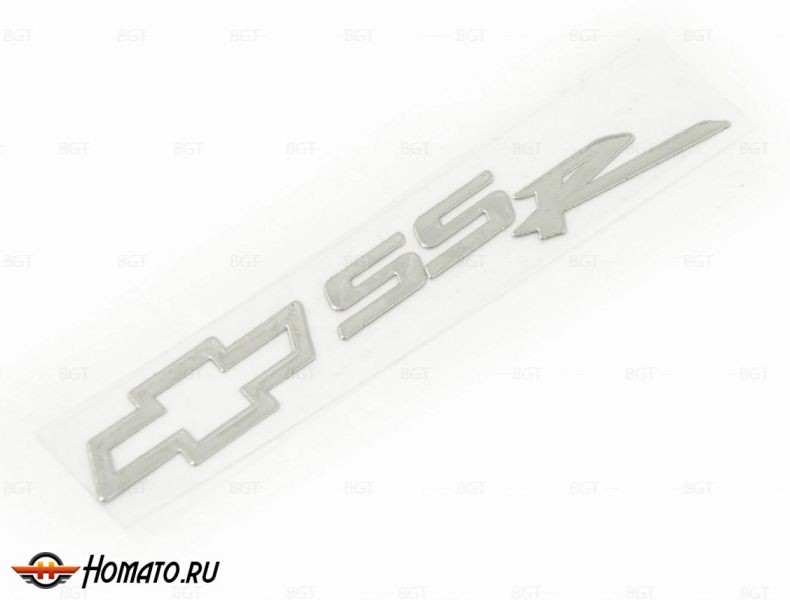 Шильд "SS R" Для Chevrolet, Самоклеящийся, Цвет: Хром, 1 шт. «80mm*14mm »