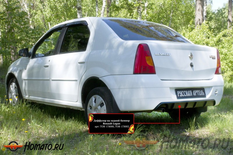 Диффузор на задний бампер Renault Logan (2004-2010) | глянец (под покраску)