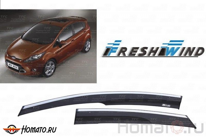 Дефлекторы окон Ford Fiesta VI HB 5D : OEM Type Mugen Style c хром молдингом