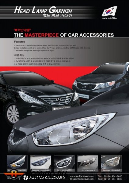 Хром накладки передних фар для Kia Carens New 2006-2012