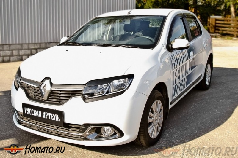 Накладки на передние фары (реснички) для Renault Sandero 2014+, Logan 2014+, Sandero Stepway 2014+ | глянец (под покраску)
