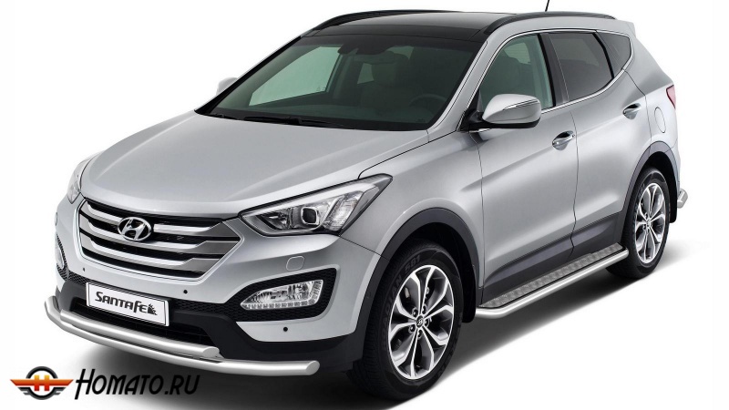 Пороги подножки Hyundai Santa Fe 3 2012-2019 | алюминиевые или нержавеющие