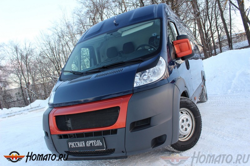Накладки на передние фары (реснички) для Peugeot Boxer 2006-2013 (250 кузов) | глянец