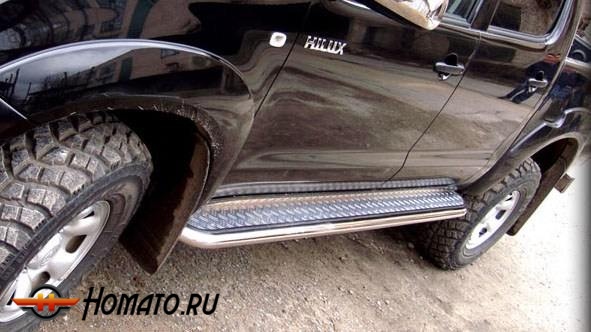 Пороги подножки Toyota Hilux 7 2005-2015 | алюминиевые или нержавеющие
