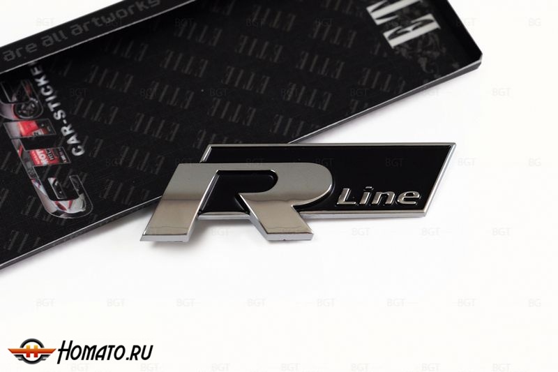 Шильд "R Line" Для VW, Самоклеящийся, Цвет: Чёрный. 1 шт. «75 mm*52 mm»