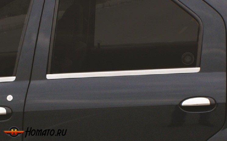 Молдинги на стекла дверей, 4 части «Sedan» для RENAULT Logan 2005+/2010+