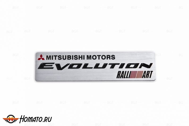 Шильд "Evolution" Для Mitsubishi, Самоклеящийся. Цвет: Хром. 1 шт.