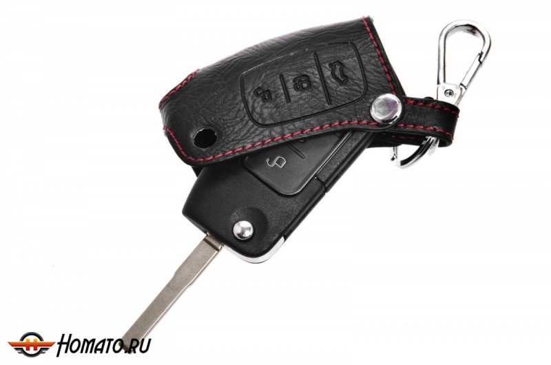 Чехол для ключа Ford «Брелок», Кожаный, Цвет нити: Красный | Без Надписи Ford