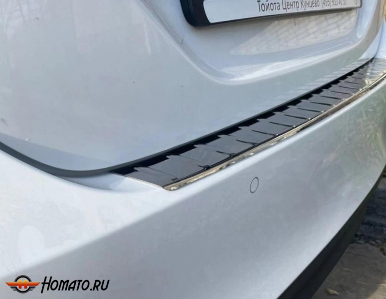 Накладка на задний бампер Тойота Камри 55 (2014-2018) рестайл | нержавейка, с загибом