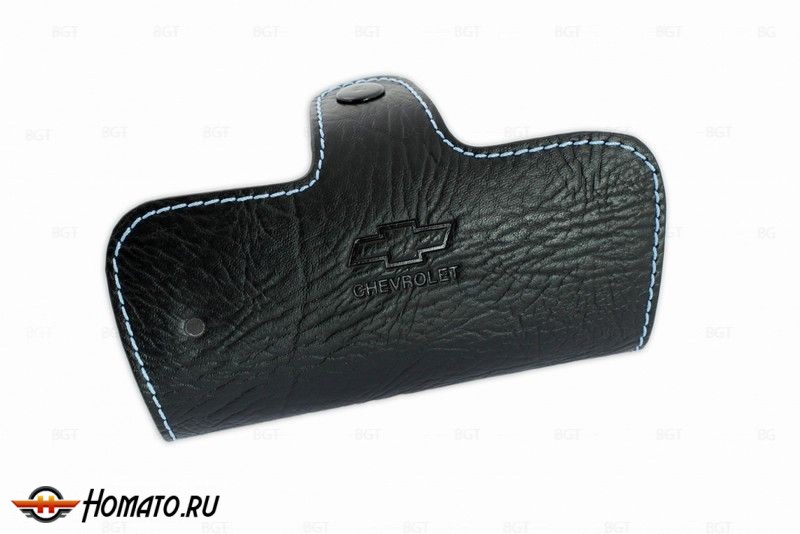 Брелок «кожаный чехол» для ключей с логотипом Chevrolet с голубой нитью