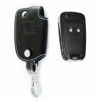 Брелок «кожаный чехол» для ключа Opel Astra, Corsa, Insignia, Zafira, Meriva с голубой нитью «вар.1»