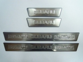 Накладки на дверные пороги с логотипом, нерж. для SUBARU Outback "14-