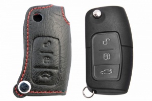 Чехол для ключа Ford «Брелок», Кожаный, Цвет нити: Красный | Без Надписи Ford