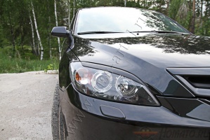Накладки на передние фары (реснички) для Mazda 3 BK хэтчбэк 2003-2008 | глянец (под покраску)
| вариант 2
