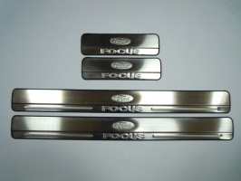 Накладки на дверные пороги с логотипом, нерж. для FORD Focus II