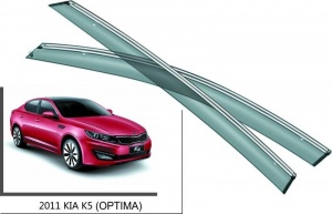 Дефлекторы боковых окон с хромированным молдингом, OEM Style для KIA Optima «K5»