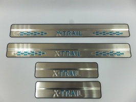 Накладки на дверные пороги для Nissan X-Trail (T32) 2014+/2019+ | нержавейка : вариант 2