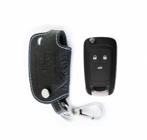 Брелок «кожаный чехол» для ключа Opel Astra, Corsa, Insignia, Zafira, Meriva с голубой нитью