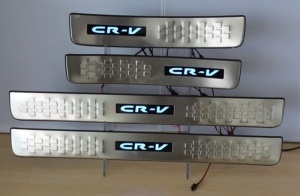 Накладки на дверные пороги с LED подстветкой, нерж. для HONDA CRV 3