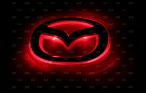Эмблема со светодиодной подсветкой Mazda красного и белого цвета «126 x116»
