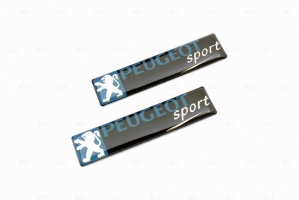 Шильд "PEUGEOT SPORT" Для Peugeot. Самоклеящийся. Цвет: Черный. 2 шт. «60mm*14mm»