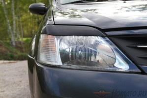 Накладки на передние фары (реснички) для Renault Logan 2004+/2010+ | глянец (под покраску)